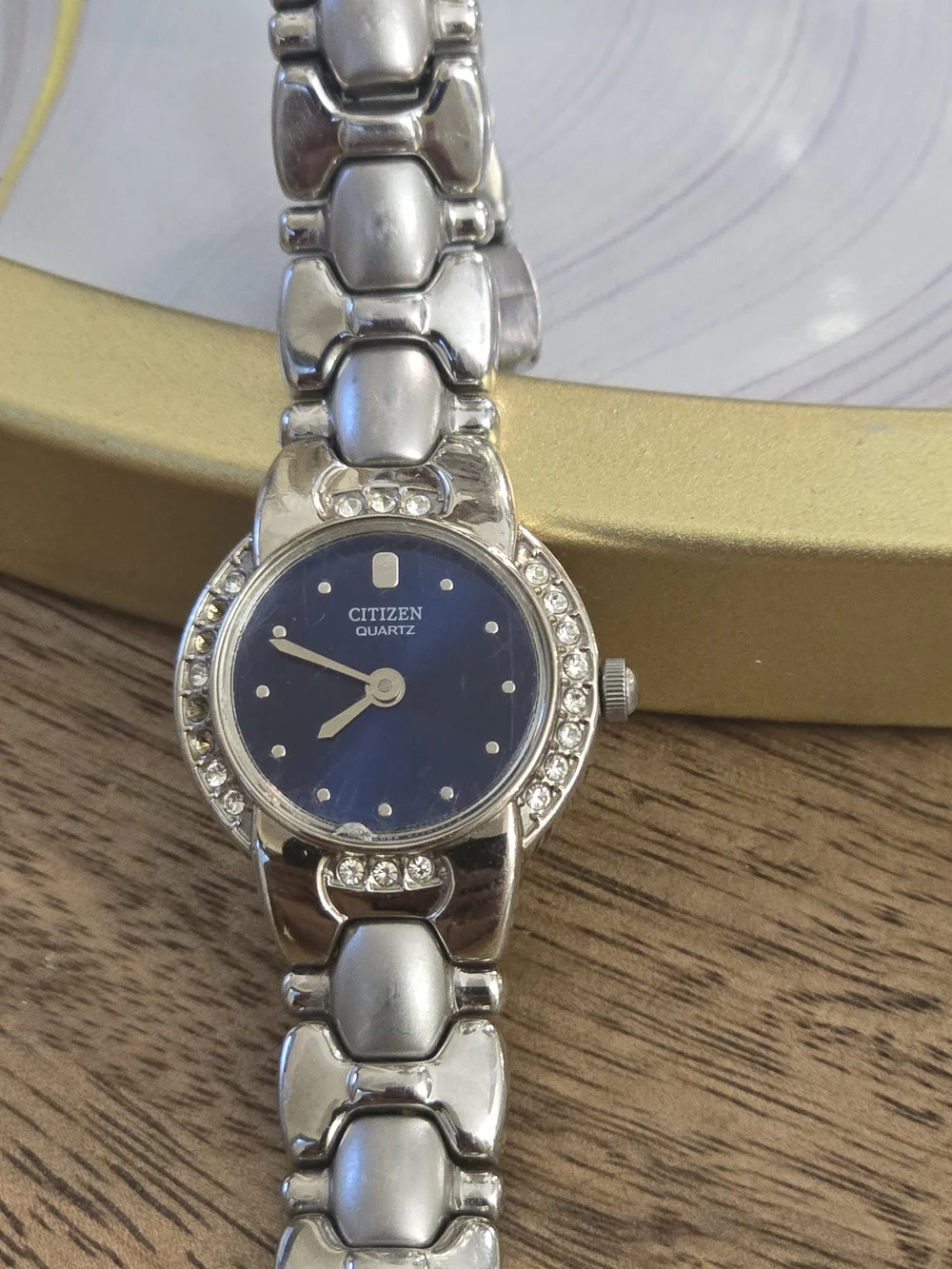 Citizen Quartz Women's Silver Watch with Blue Dial